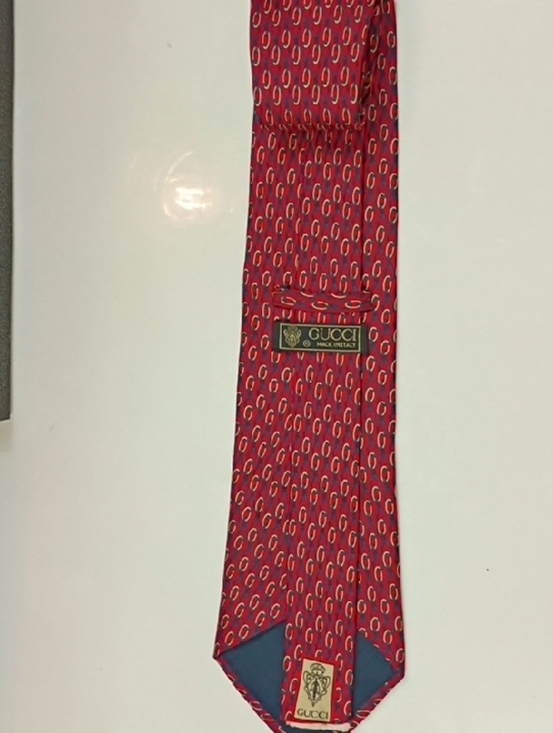 Gucci Other - Gucci Red Tie with Blue Oval Motif
